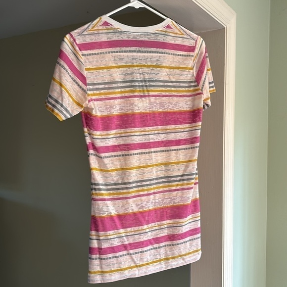 Vans Pink Yellow Striped T-Shirt Size Small - Picture 3 of 3